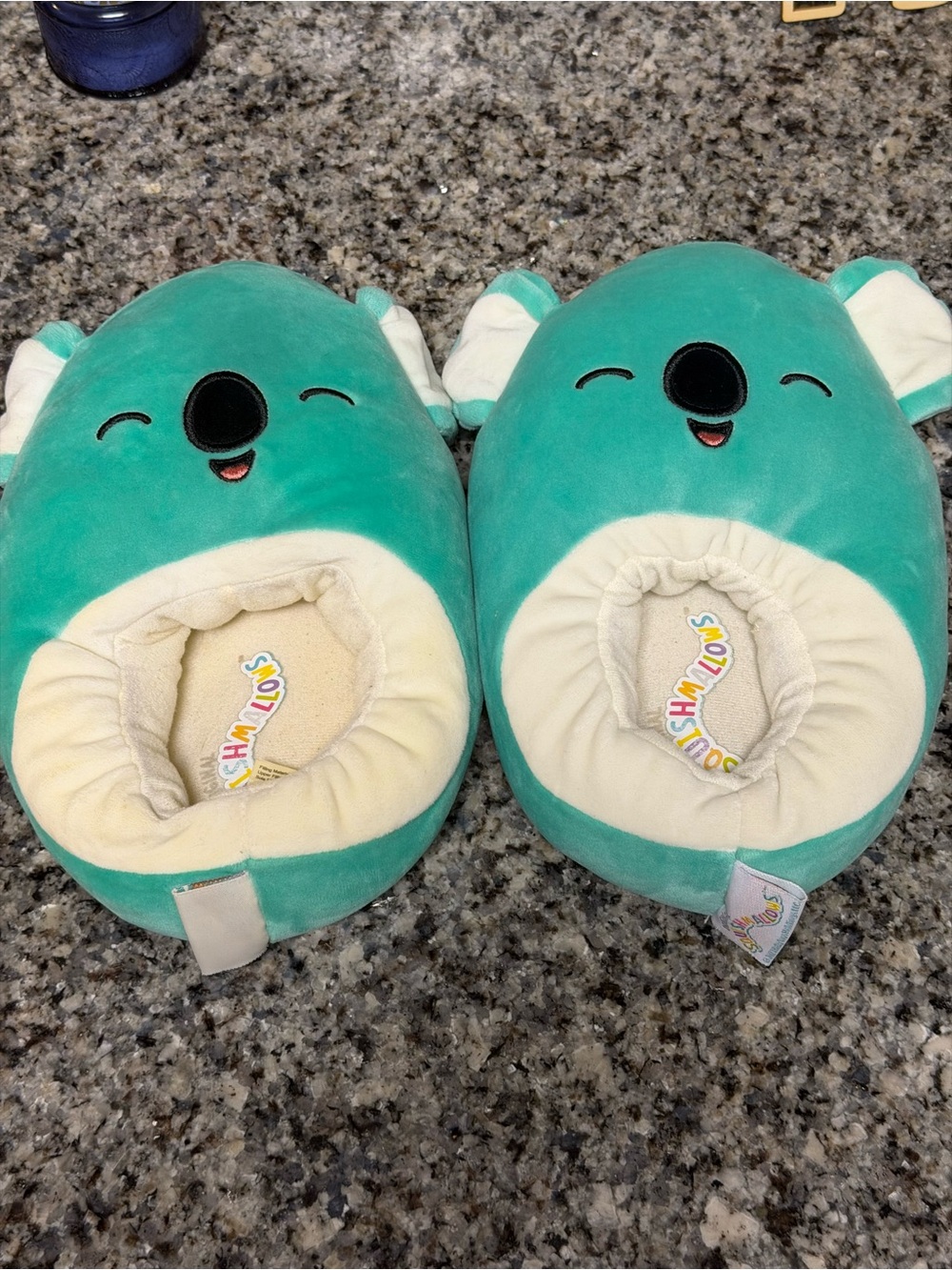Squishmallows Teal Koala Plush Slippers with Cream Lining